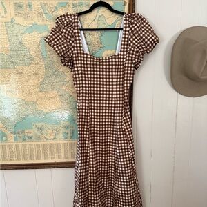 Show Me Your Mumu Mia Midi Dress in Brown Gingham